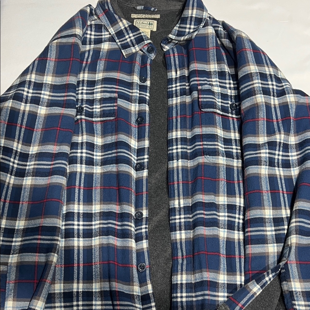 L.L. Bean Blue and Red Plaid Shirt Jacket